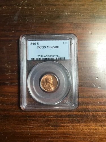 1946-S LINCOLN WHEAT CENT PCGS MS-65 RD