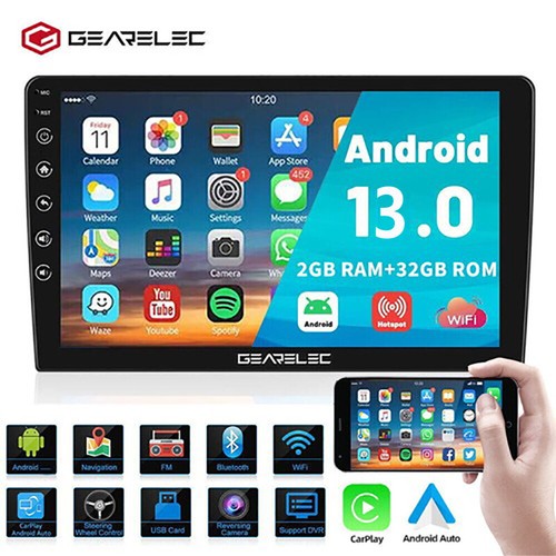 Radio Coche 10" 2DIN Carplay con Navegación GPS WIFI Bluetooth USB FM Radio 2+32GB