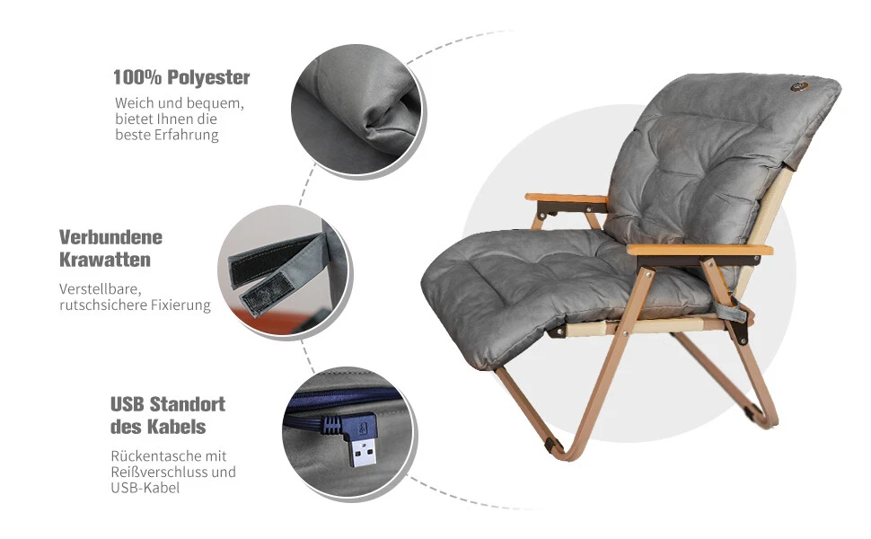 Spatium USB Seat Heater Heating Pad Heated Chair Seat Cushion Outdoor  Camping | eBay