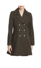 Laundry By Shelli Segal Skirted Double-breasted Wool Blended Peacoat Size M