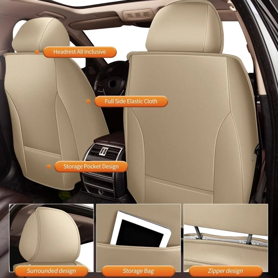 Полный комплект чехлов на 5 сидений для Jaguar E-PACE 2018-2021 годов выпуска искусственная кожа бежевые - Изображение 2 из 4