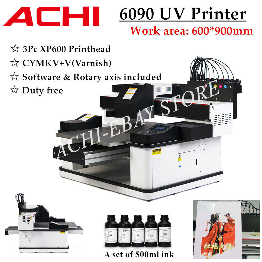 トリーバダーバンデ 6090 UV Printer 3Pc XP600 8Color 3D Automatic Flatbed Printing
