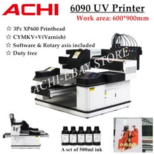 6090 UV Printer 3Pc XP600 8Color 3D Automatic Flatbed Printing Rotary CYMK V
