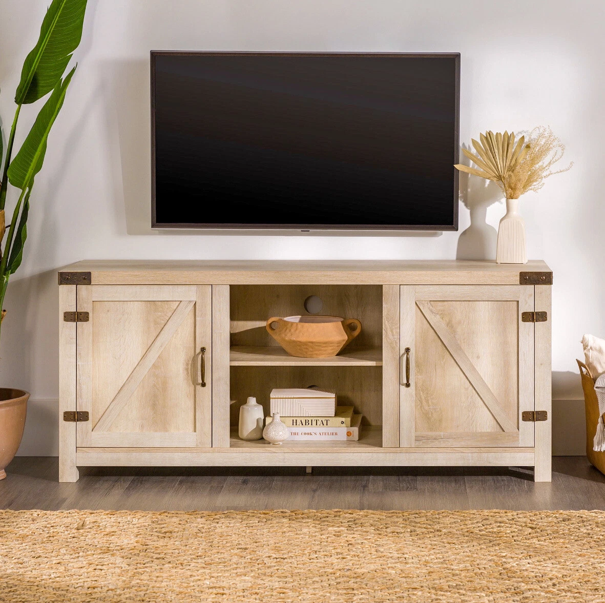 White oak farmhouse tv on sale stand