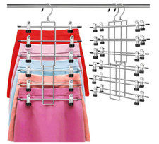 Hangers,Pants Hangers,Space Saving Hanging Closet Organizer - 6 Tiers Skirt Hang
