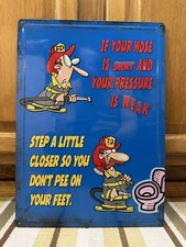 Restroom Sign Short Hose Fire Fighter Funny Bathroom Garage Bar Pub Men Women