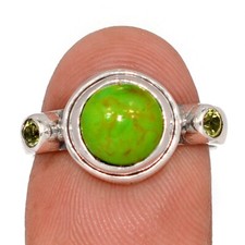 Composite Mohave Green Turquoise  Peridot 925 Silver Ring Jewelry s.7.5 CR74654
