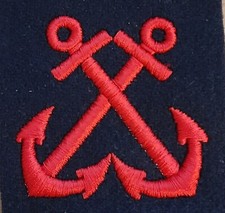 Tissu MARINE Ancre de bras FUSILIERS MARINS RFM RBFM brodée WW2 original Patch