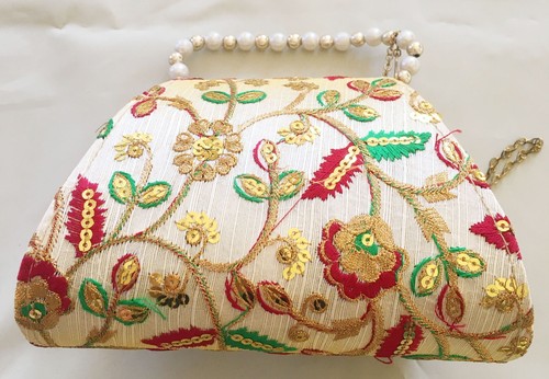 Pochette Sera Borse REGALO PER LEI Vintage Paillettes Ricamate Perla - Foto 2 di 2
