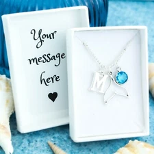 Whale Tail Necklace, Personalised Gift, Dainty Ocean Jewellery, Mermaid Pendant