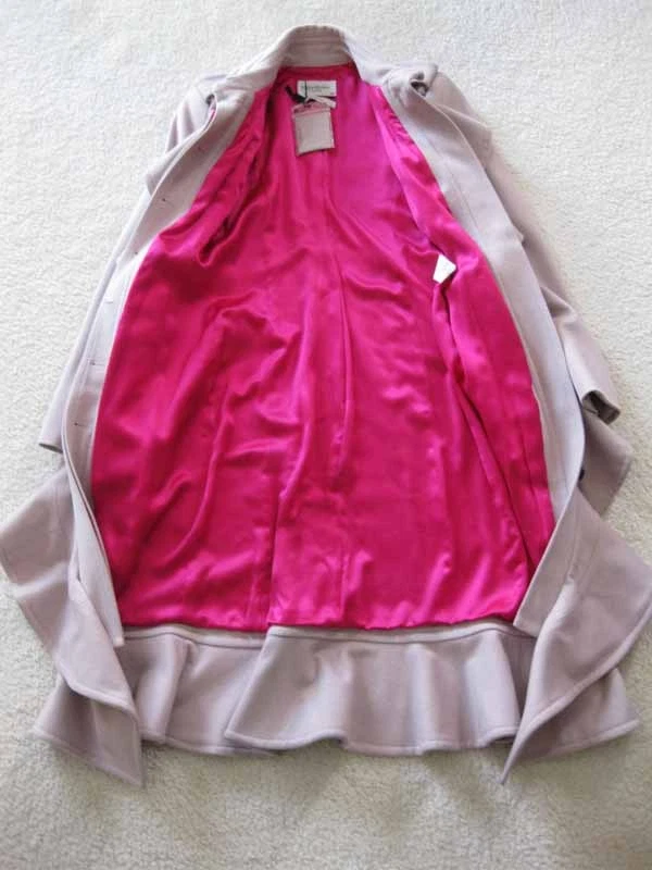 SAINT LAURENT (YSL) Abito cappotto aderente Tom Ford Runway Yves Saint Laurent lana con volant rosa polvere 34