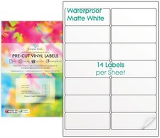 EVG Precut Printable Waterproof Vinyl Labels Stickers A4 Sheet | 9 Label Size