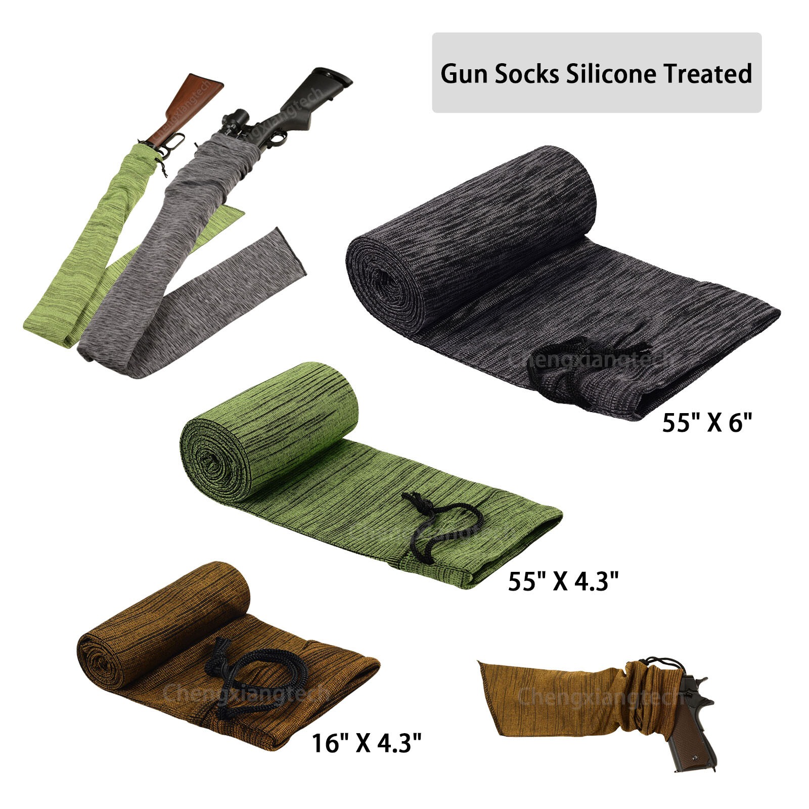 55×6 inch Larger Gun Socks Silicone Treated for Rifle Pistol Shotgun