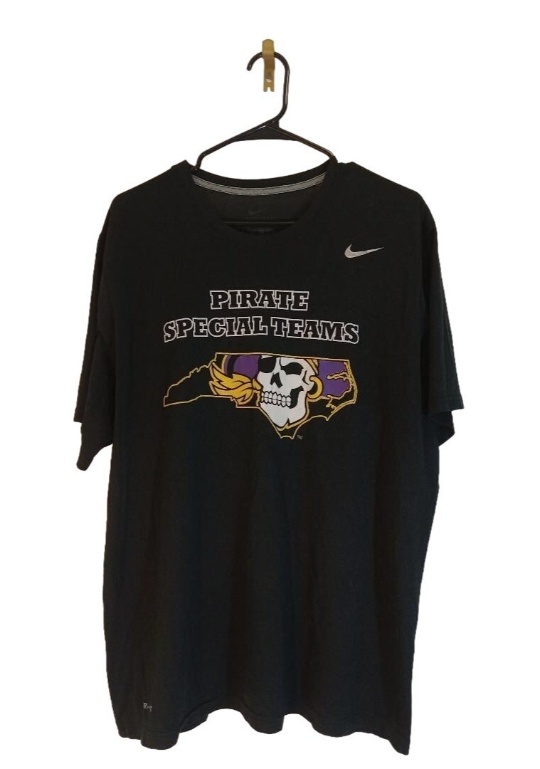 Nike Dri Fit Shirt Mens  XL Black Graphic Logo East Carolina University T-shirt