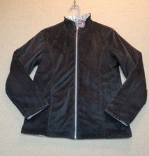 ZERO XPOSUR Woman's Medium Reversible Gray Plaid to Black Fleece Jacket 