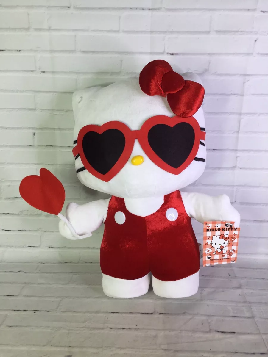 Gemmy Hello Kitty Sanrio Valentine s Greeter Red Heart Bow Plush