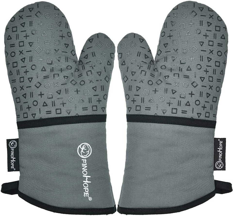 Heat Resistant Glove BBQ Grilling Cooking Handler Oven Gloves Mitts Kitchen 2Pcs