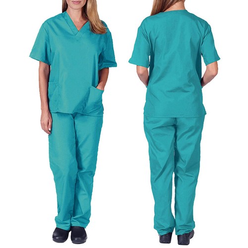 Medizinische Frauen Pflege Peeling Anzug V-Ausschnitt Krankenschwester Uniform T-Shirt Oberteile Hose Set Neu - Bild 8 von 22