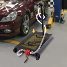 15 Gallon Oil Drain Tank Oil Drain Pan Large Capacity Oil Change Pan Dolly +Pump