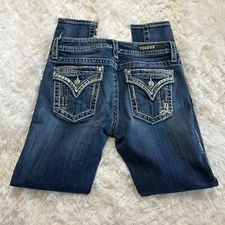 Vigoss Jeans 4 27 New York Skinny Low Rise Dark Wash Flap Pockets