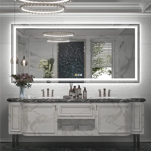 40-60" Extra Large LED Lighted Bathroom Mirror Wall Antifog Vanity Makeup Mirror