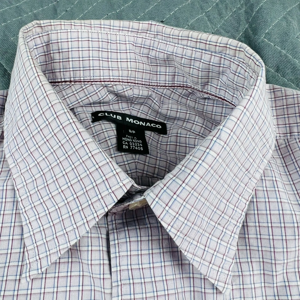 Camisa De Colección Club Monaco Para Hombres Pequeña S Púrpura Claro Abotonada Cuadros Adultos Foto 3 de 4