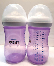 Philips Avent Natural Wide Neck Baby Bottles Purple 9oz set of 2 