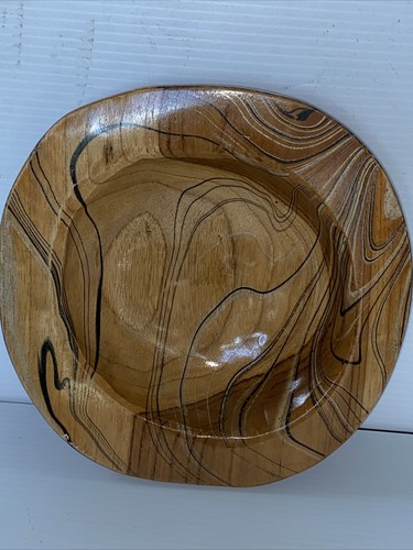 Vintage Handmade African Black Limba Wood Bowl Hand turned 9” Weights 1.5 Pounds - Picture 24 of 24