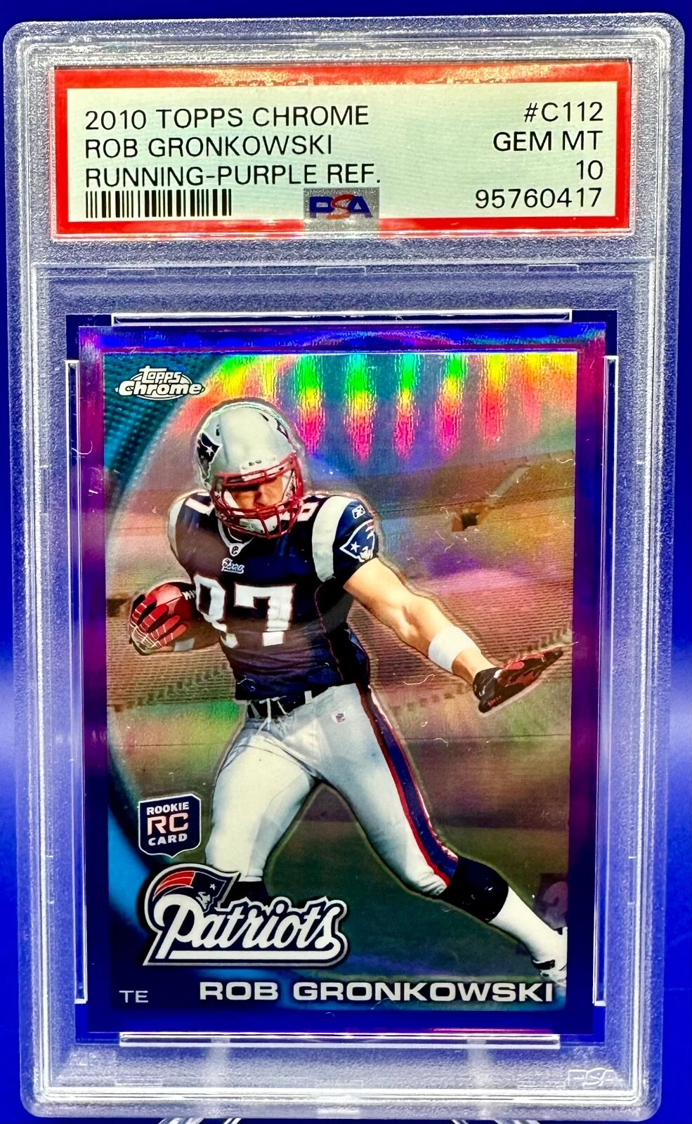 Rob Gronkowski Topps Chrome #C112 Running/Cutting Pose-Purple Refractor