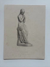 Antique Engraving female Nude figure young maiden embodying purity Innocence