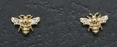 Ohrstecker 9 Karat Gelbgold kleine Zirkonia besetzt Biene (80.26.365)