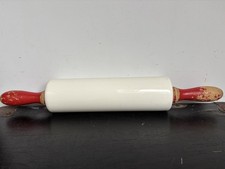 Vintage Nutbrown  Rolling Pin Made In England Red Handles