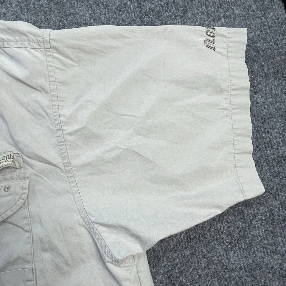 Camisa masculina Florida Gators Columbia PFG grande botão para cima ventilada faculdade NCAA bege - Imagem 4 de 4