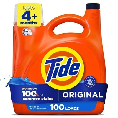 Tide Laundry Detergent Liquid, Original Scent, 132 fl oz, 100 Loads, HE Compatib