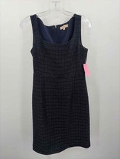 Pre-Owned Tory Burch Navy Size 4 Tweed Knee Length Sleeveless Dress