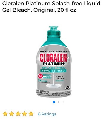 Cloralen Platinum Concentrate Bleach Liquid Gel, 20.29 fl oz 1 bottle. The Best!