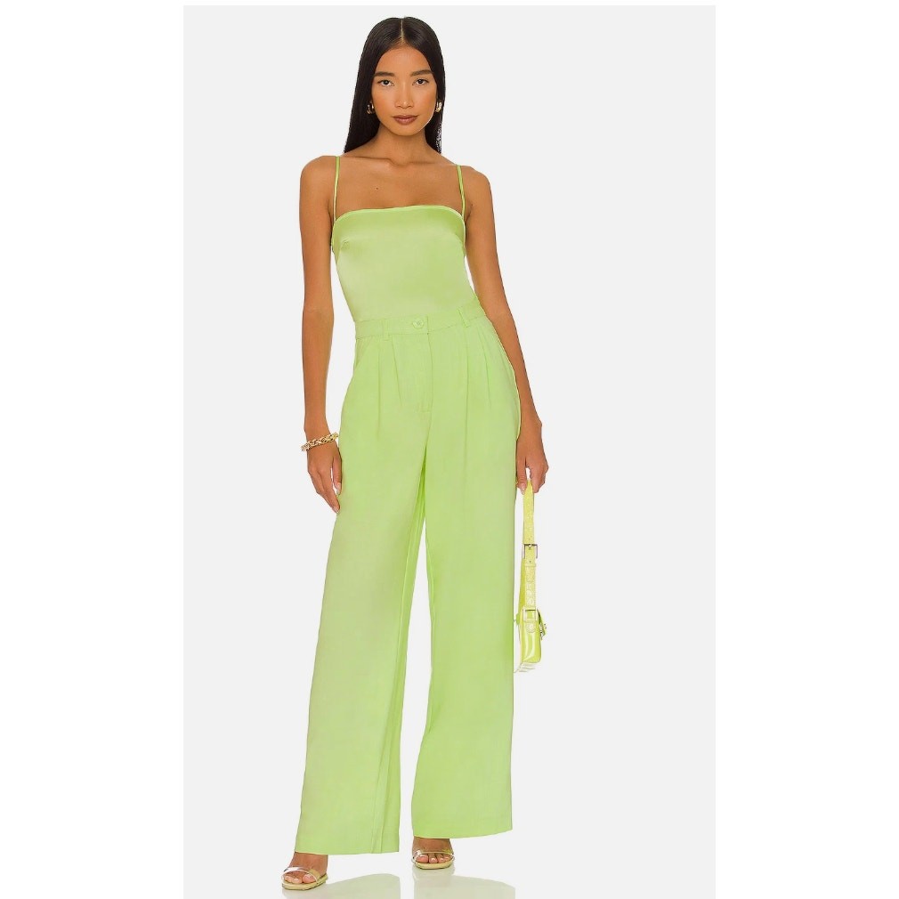 We Wore What Strappy Bodysuit Neon Lime Green Small