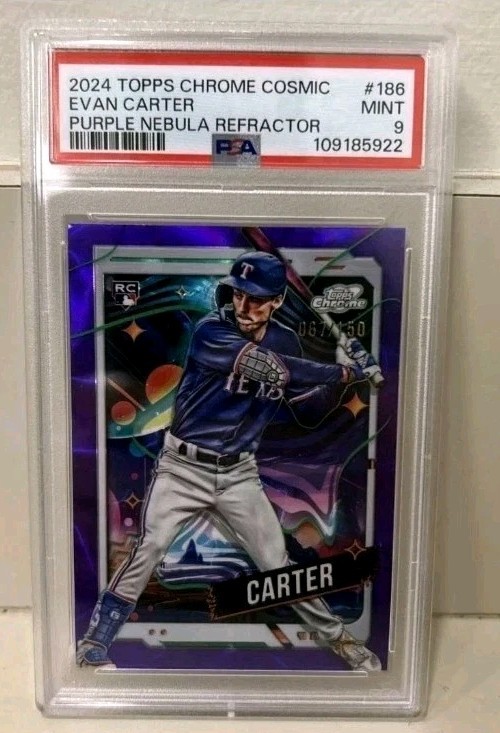 2024 Topps Cosmic Chrome - Evan Carter #186 Purple Nebula Refractor /150 (RC)