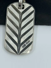 Silver David Yurman  Chevron Dog Tag Pendant 27mm