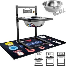 203oz Elevated Dog Water Bowl for Large Dogs with mat, Adjustable Height 10-1...