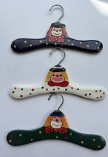 VTG Hand Painted Wooden 11 Inch Children's Clown Hangers