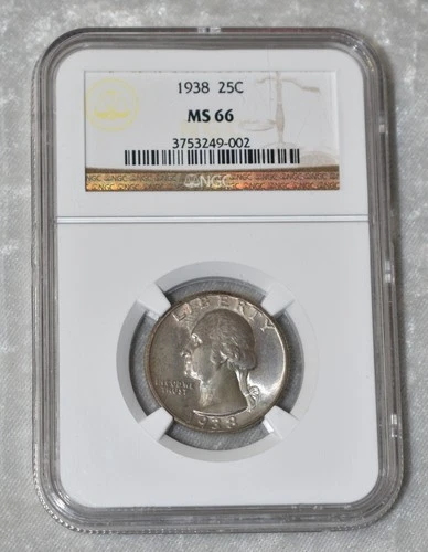 1938 P WASHINGTON QUARTER 90% SILVER NGC MS 66 MS66 PHILADELPHIA MINT 25¢ COIN