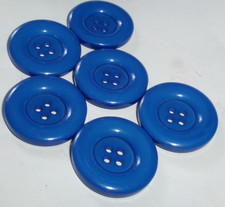 LOT 6 BLUE 1  1/8th inch round 4-hole raised edge flat back BUTTONS, NEW