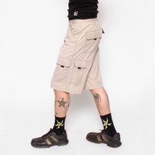 90s Plugg Cargo Shorts Khaki Tan Gorp Utility Baggy Skater Cotton 29