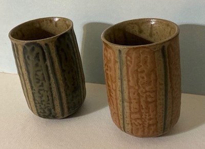 vintage handmade pottery cups