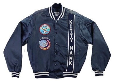 VTG 80s SWINGSTER USA Men s M USS Kitty Hawk Navy Blue Quilted Bomber Jacket