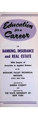 Mohawk Valley Tech Utica NY Banking Insurance Real Estate Brochure 1950s