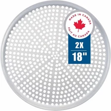 Norjac Pizza Pan with Holes, 18 Inch 2 Pack, Aluminum Pans 18in-2pk, Silver 