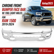 Chrome Front Bumper Face Bar W Fog Light Holes For Ram 1500 2019-2024 Chrome Front Bumper Face Bar W Fog Light Holes For Ram 1500 2019-2024