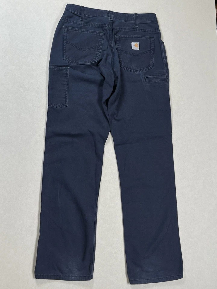Carhartt FR Women’s Loose Fit Canvas Work Pants Blue Size 8x32 Style WFRB159 - Image 2 of 4